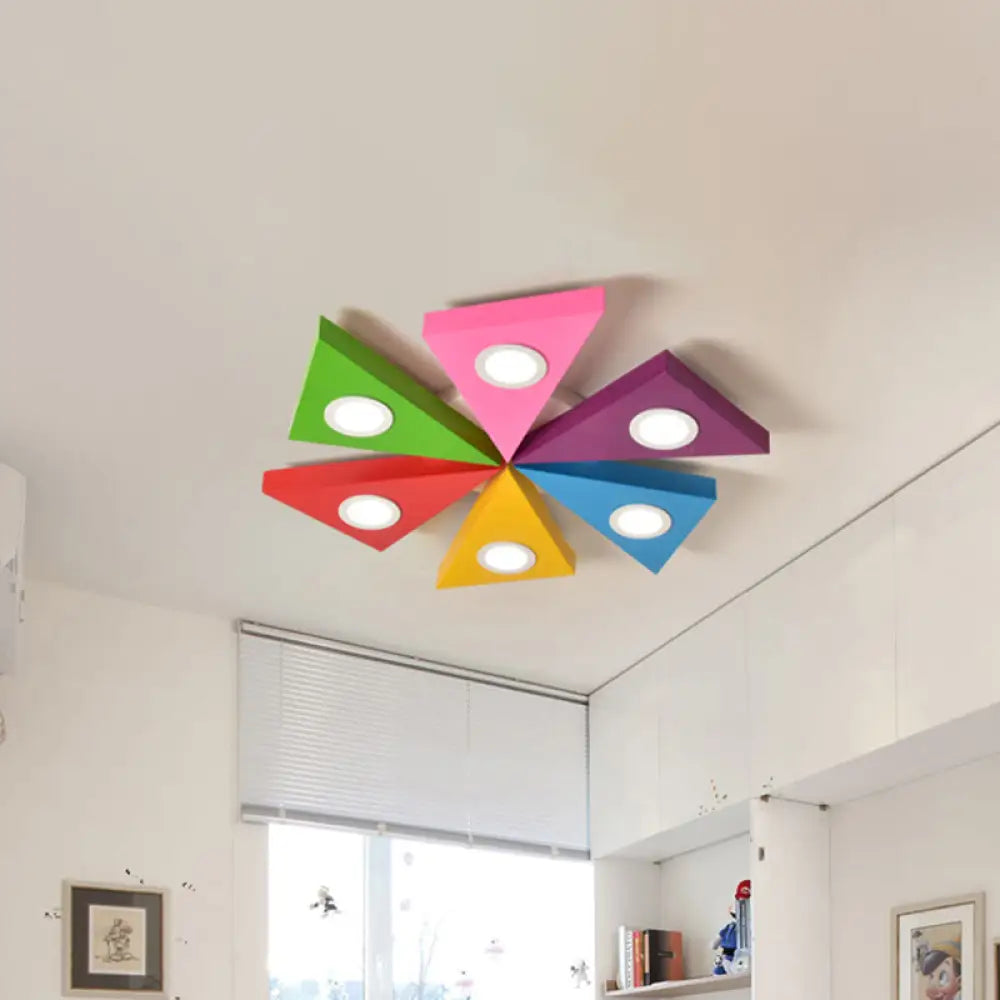 Colorful Windmill Led Ceiling Light For Kids’ Room - Acrylic Flushmount Fixture Multi - Color