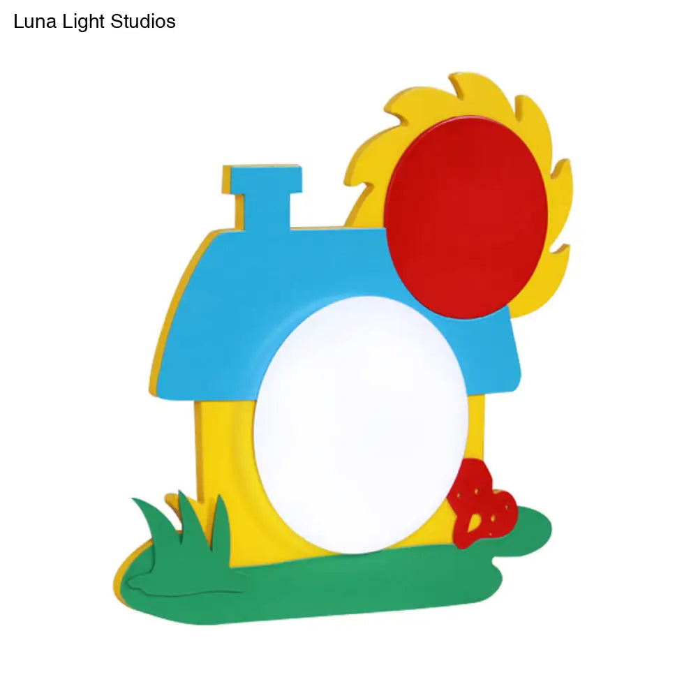 Colorful Wooden Led Cartoon House Wall Light For Nursery