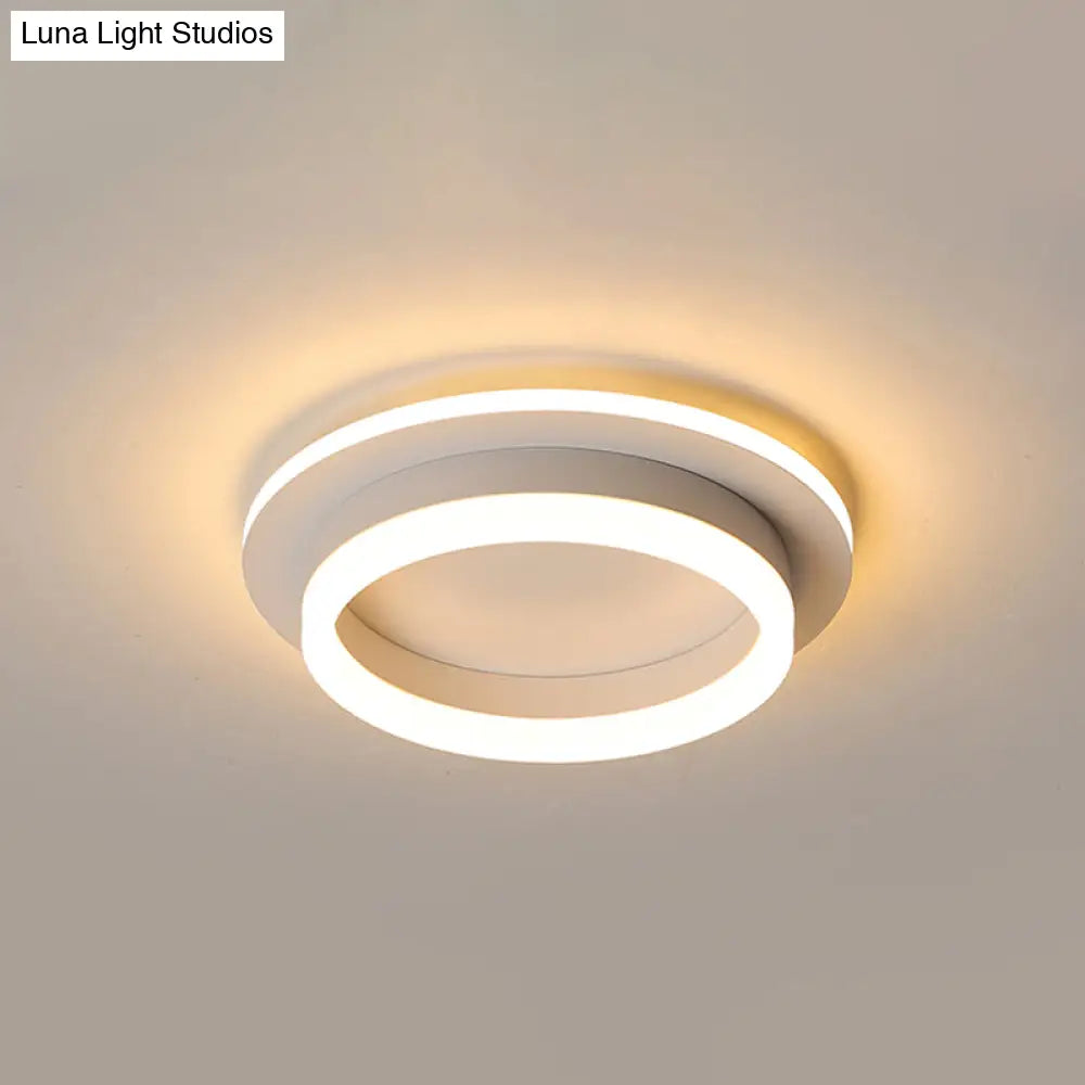 Compact Metal Led Flush Mount Ceiling Light With Acrylic Diffuser - Minimalist Design White / Warm