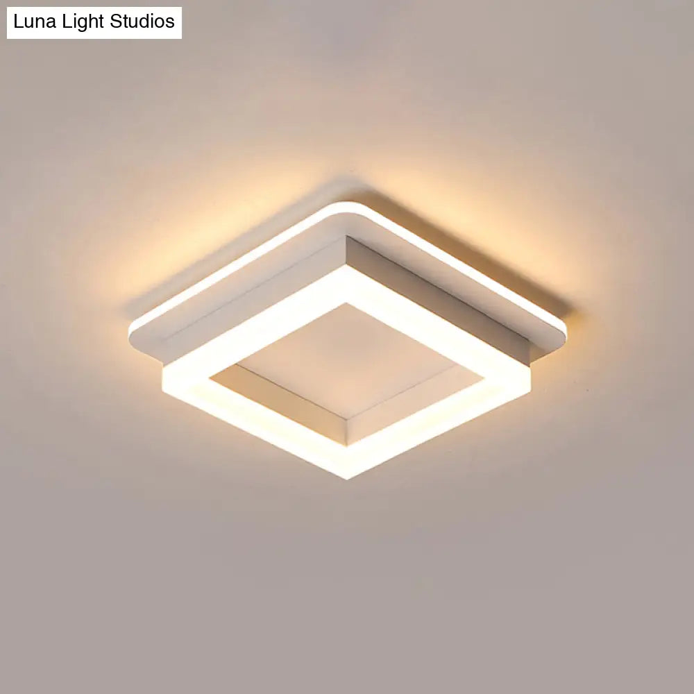 Compact Metal Led Flush Mount Ceiling Light With Acrylic Diffuser - Minimalist Design White / Warm