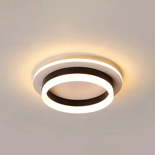 Compact Metal Led Flush Mount Ceiling Light With Acrylic Diffuser - Minimalist Design Black - White