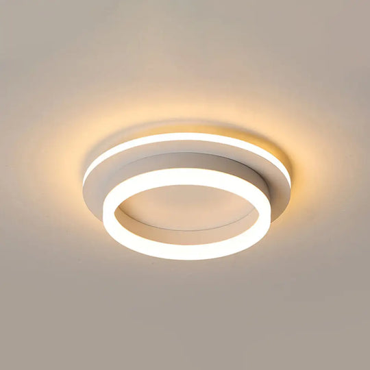 Compact Metal Led Flush Mount Ceiling Light With Acrylic Diffuser - Minimalist Design White / Round