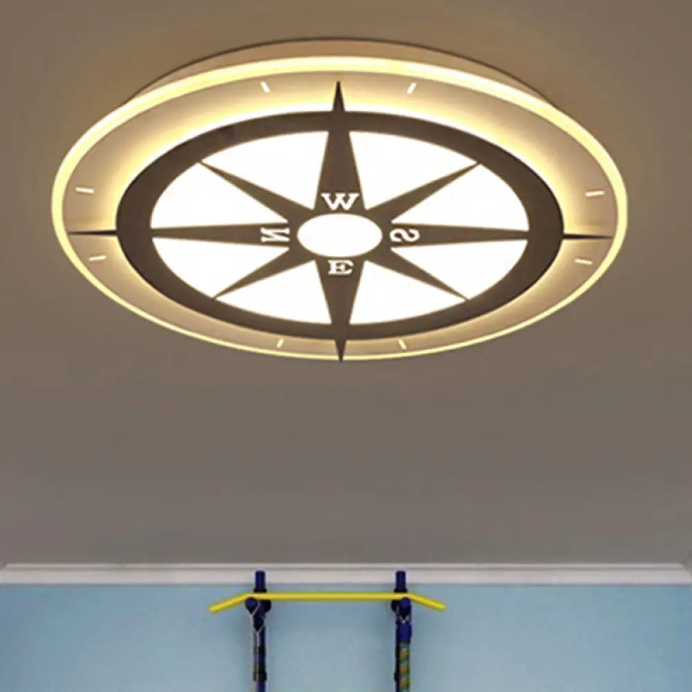 Compass Flushmount Light - White Creative Acrylic Ceiling Fixture For Nursing Room / 20.5