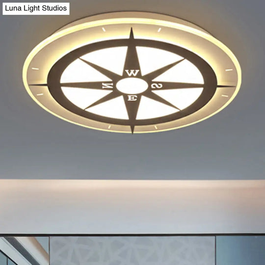 Compass Flushmount Light - White Creative Acrylic Ceiling Fixture For Nursing Room