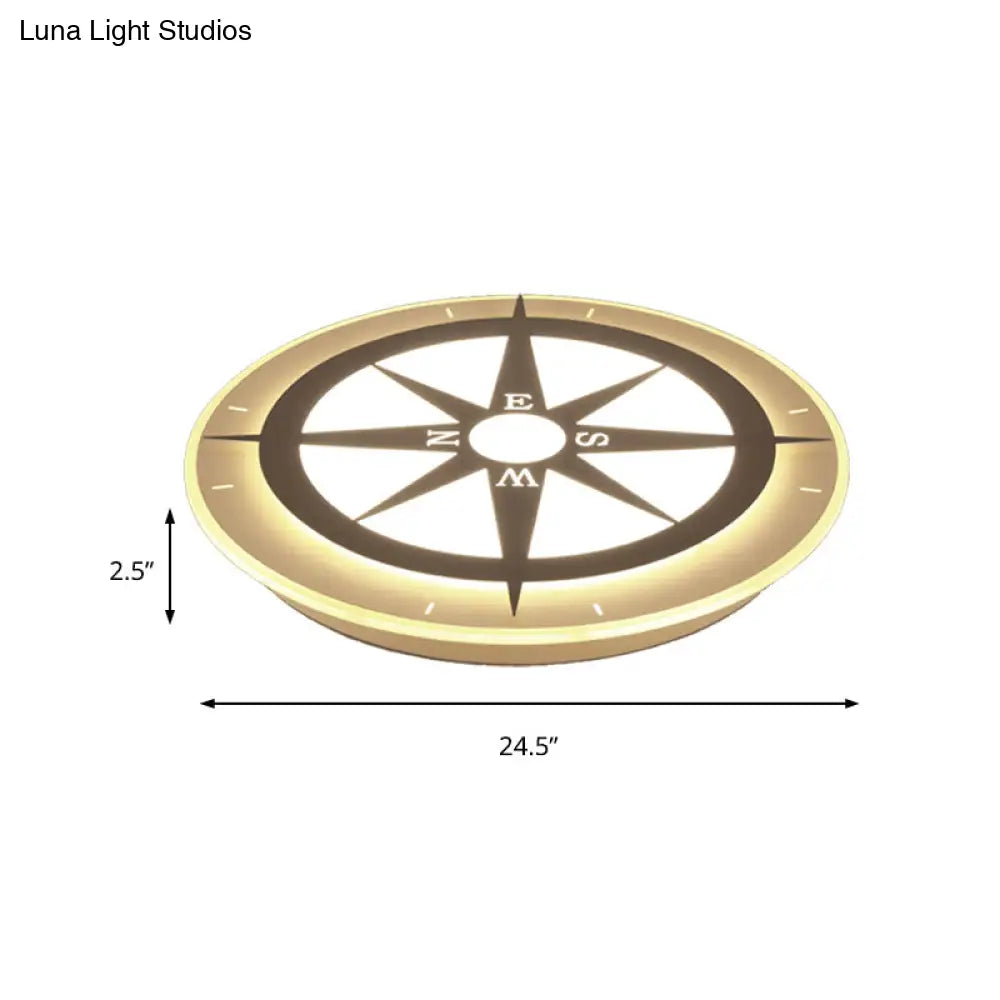 Compass Flushmount Light - White Creative Acrylic Ceiling Fixture For Nursing Room