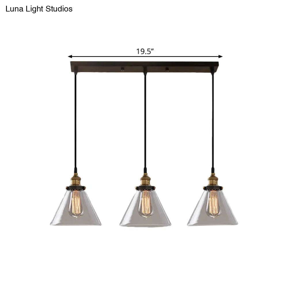 Smoked Glass Multi-Light Pendant Industrial Coffee Shop Hanging Lamp - Cone/Bowl Style |