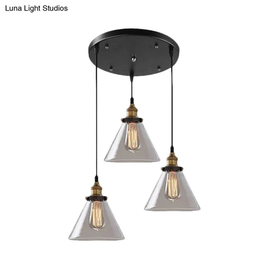 Smoked Glass Multi-Light Pendant Industrial Coffee Shop Hanging Lamp - Cone/Bowl Style |