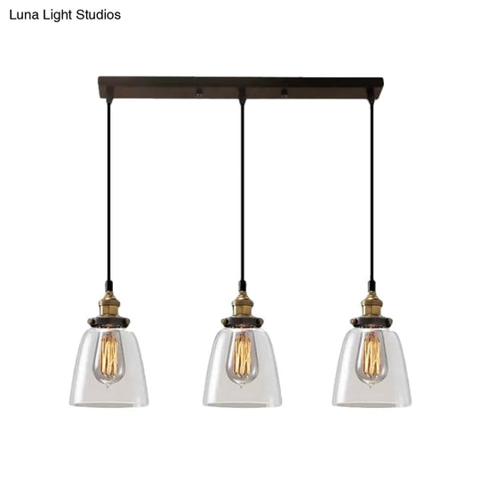 Smoked Glass Multi-Light Pendant Industrial Coffee Shop Hanging Lamp - Cone/Bowl Style |