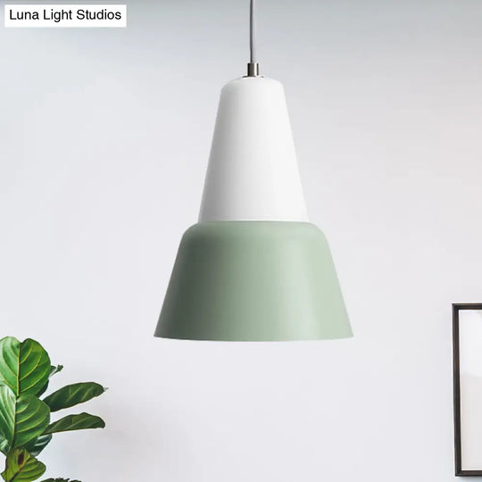 Hanging Macaron Cone Light Fixture - Metal Pendant Ceiling (1 Head 6.5/10.5 Height) In