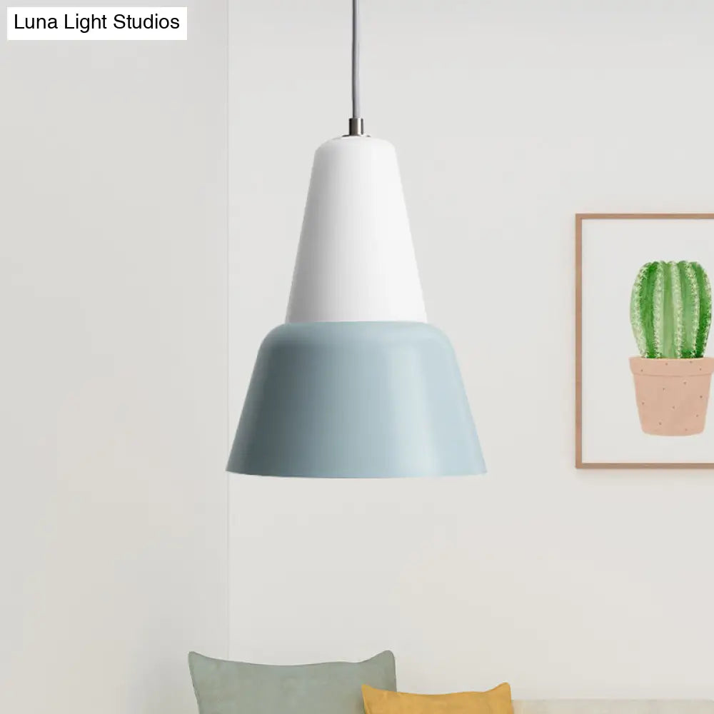 Cone Hanging Light Fixture - Macaron Metal Pendant Ceiling (1 Head 6.5’/10.5’ Height)