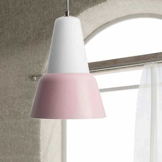 Cone Hanging Light Fixture - Macaron Metal Pendant Ceiling (1 Head 6.5’/10.5’ Height)