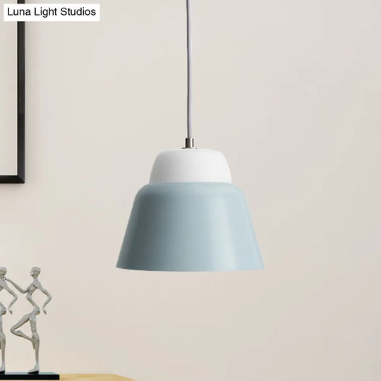 Hanging Macaron Cone Light Fixture - Metal Pendant Ceiling (1 Head 6.5/10.5 Height) In