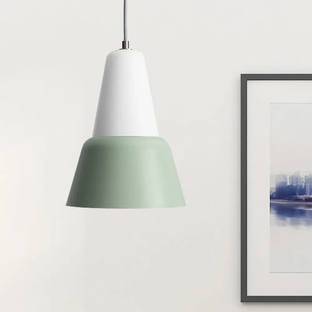 Cone Hanging Light Fixture - Macaron Metal Pendant Ceiling (1 Head 6.5’/10.5’ Height)