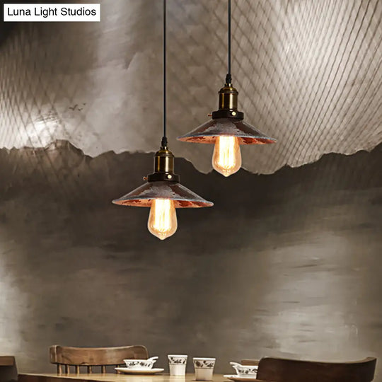 Adjustable Antique Rust Metal Suspension Lamp For Dining Room - Conic Ceiling Pendant
