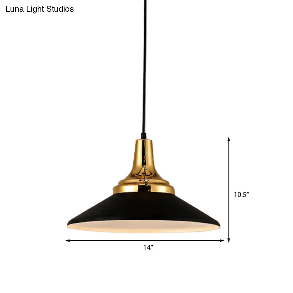 Nordic Style Metal Pendant Lighting - 9.5/14 Width Conic 1-Light Living Room Hanging Ceiling Light