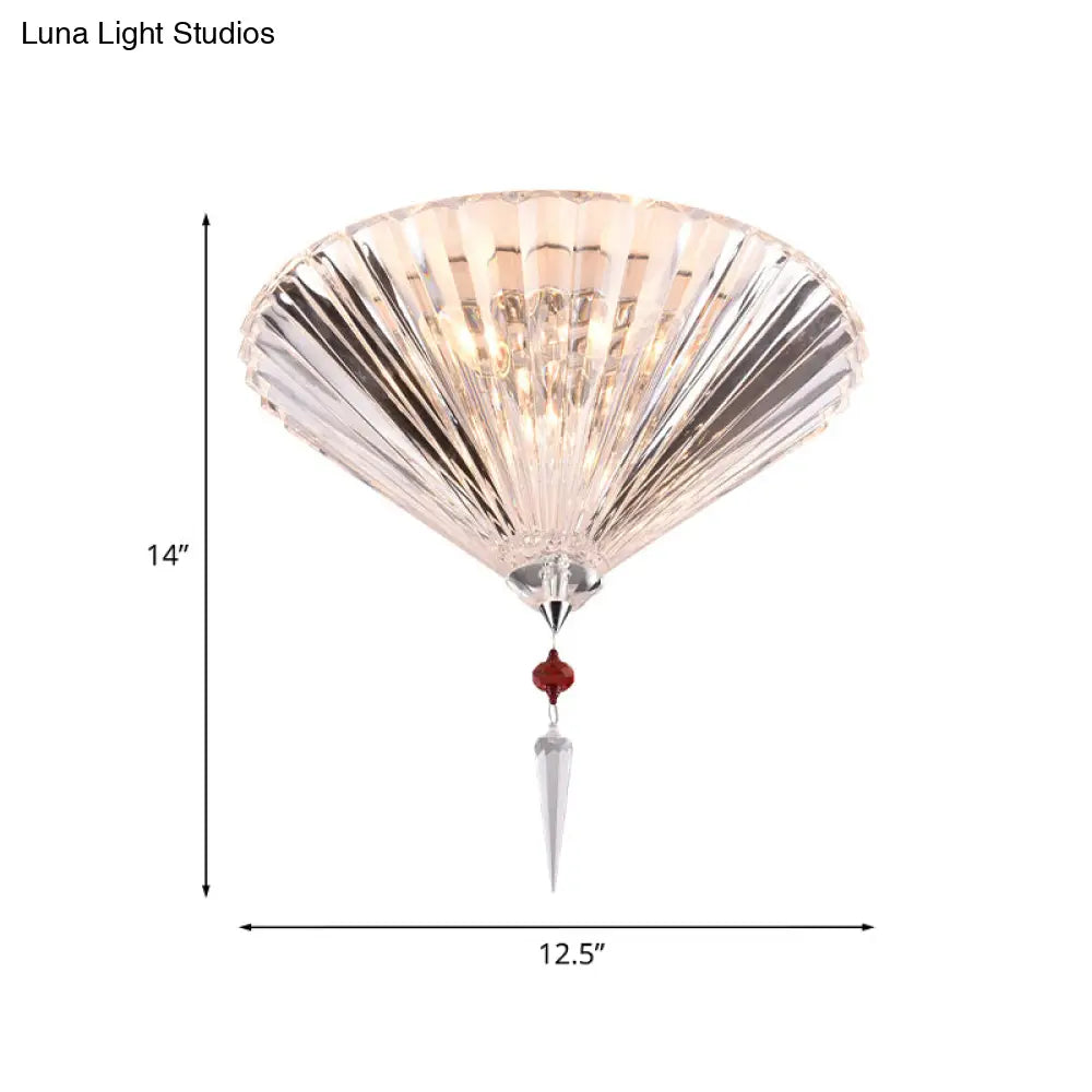 Conical Ceiling Mounted Light With Clear Faceted Crystal: Simple And Sufficient Lighting For