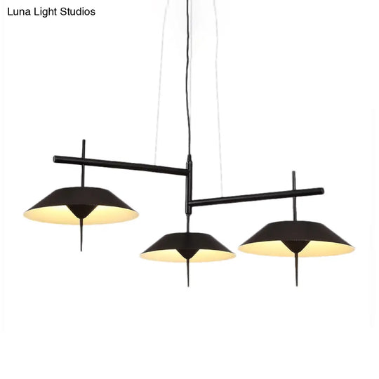 Conical Chandelier - Simplicity Metal 3-Light Pendant Light In Black/White With Warm/White