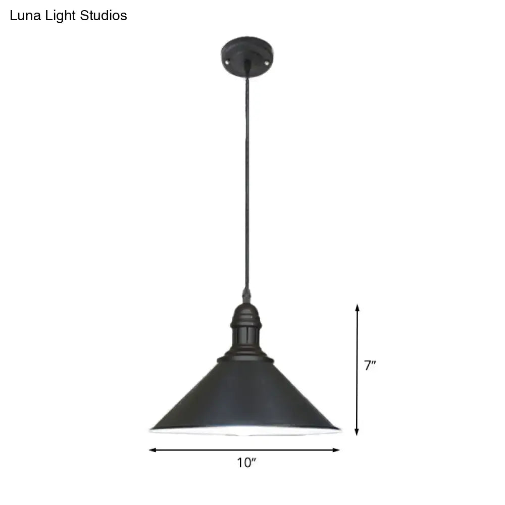 Conical Farmhouse Style Black/White Ceiling Pendant Light Fixture