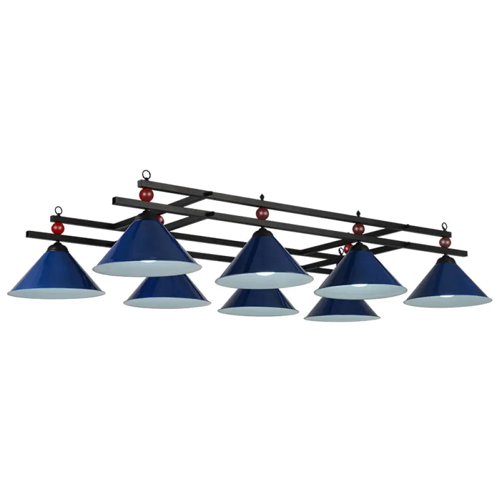 Conical Island Metal Pendant Ceiling Light - Industrial Style With Decorative Billiards Accent 8 /