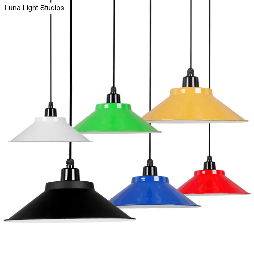 Metal Conical Ceiling Lamp With Rolled Edge - Stylish Hanging Light