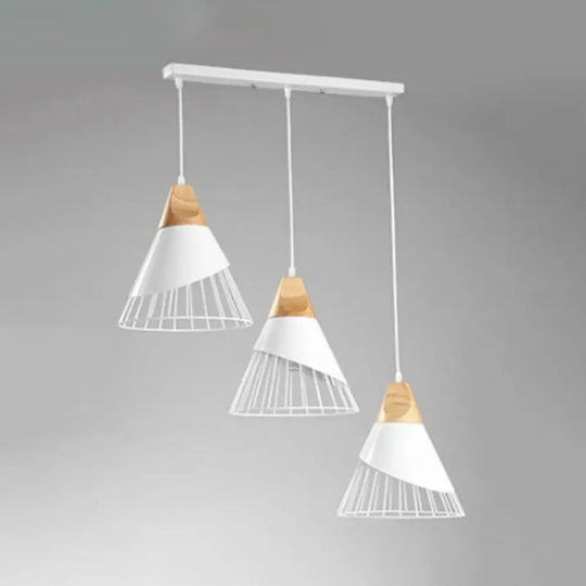 Conical Metal Pendant Light - Modern Indoor Ceiling Hanging With 3 Lights Black/White White