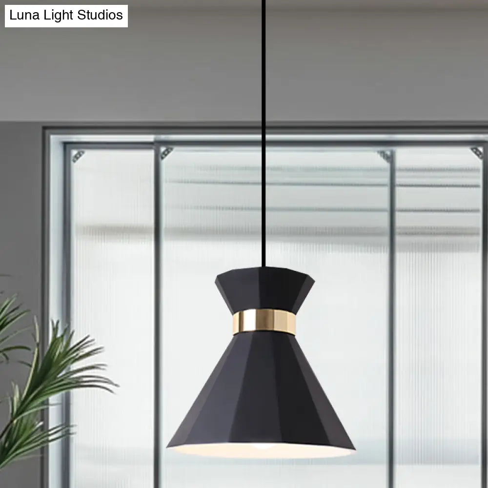 Conical Nordic Style Bedside Pendant Light - 1 Adjustable Cord Metal & Resin Construction Available