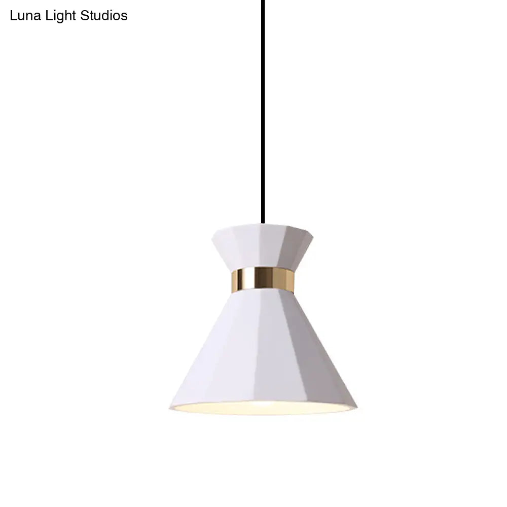 Conical Metal And Resin Nordic Suspension Lamp - 1 Light Bedside Pendant With Adjustable Cord In