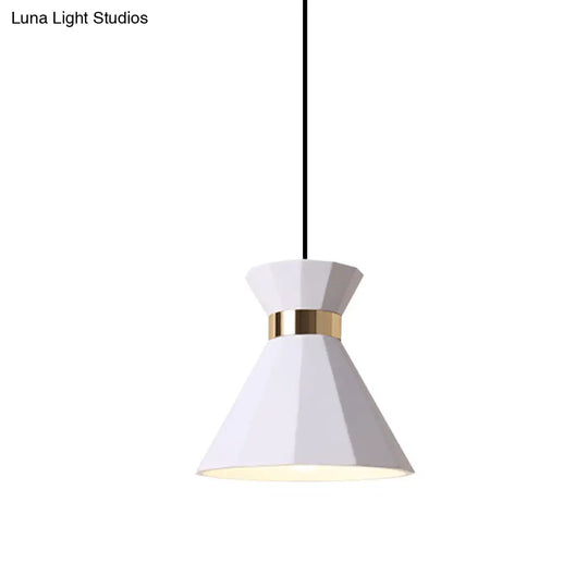 Conical Metal And Resin Nordic Suspension Lamp - 1 Light Bedside Pendant With Adjustable Cord In