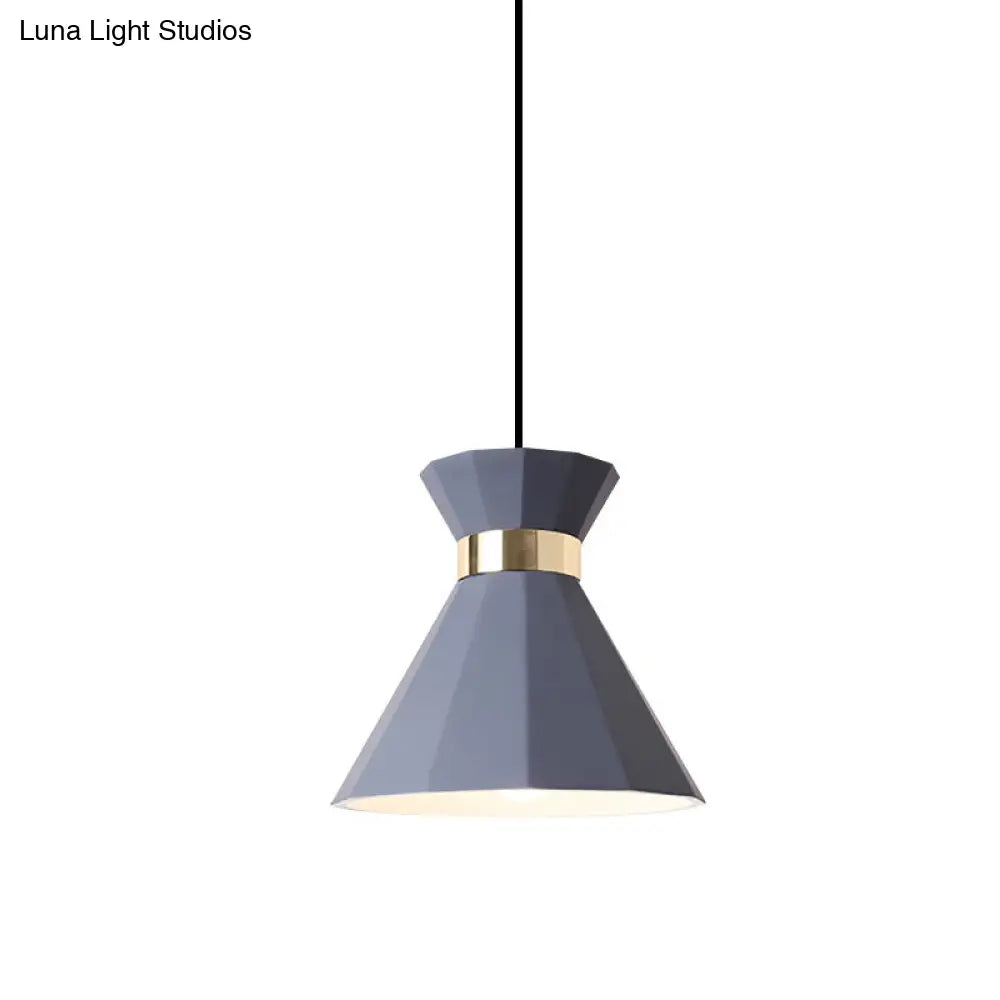 Conical Metal And Resin Nordic Suspension Lamp - 1 Light Bedside Pendant With Adjustable Cord In