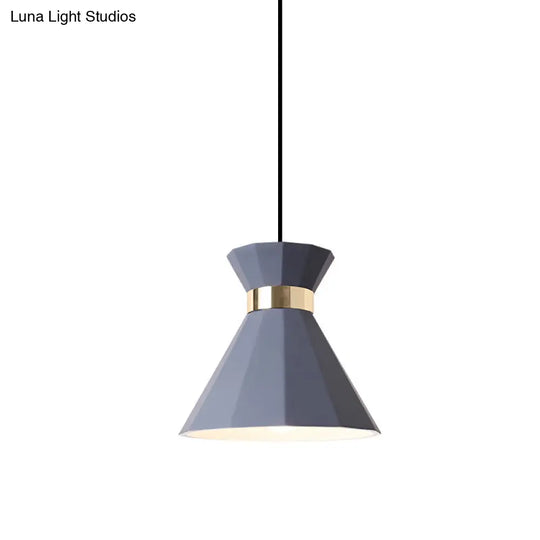 Conical Metal And Resin Nordic Suspension Lamp - 1 Light Bedside Pendant With Adjustable Cord In