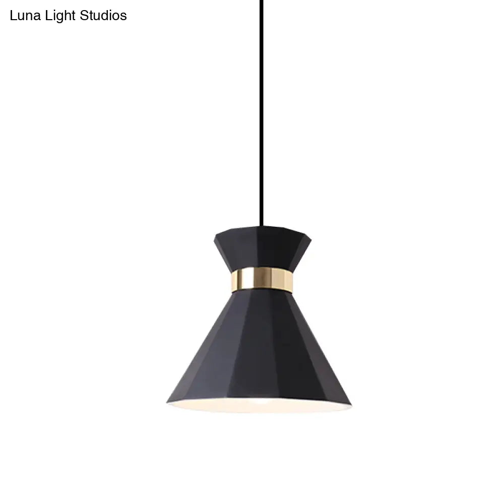 Conical Metal And Resin Nordic Suspension Lamp - 1 Light Bedside Pendant With Adjustable Cord In