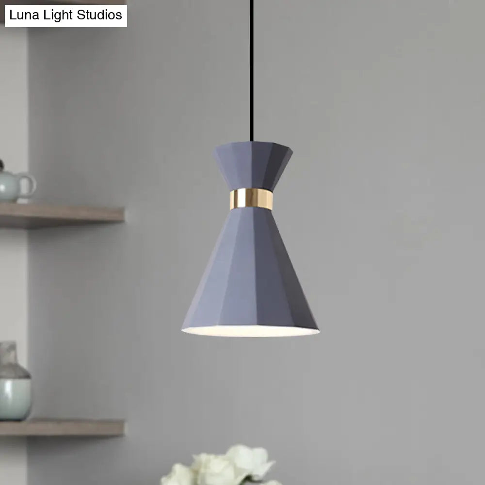 Conical Metal And Resin Nordic Suspension Lamp - 1 Light Bedside Pendant With Adjustable Cord In