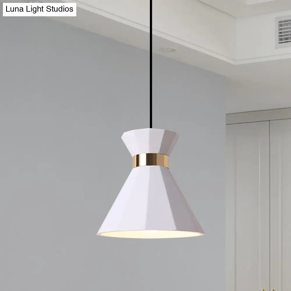 Conical Metal And Resin Nordic Suspension Lamp - 1 Light Bedside Pendant With Adjustable Cord In