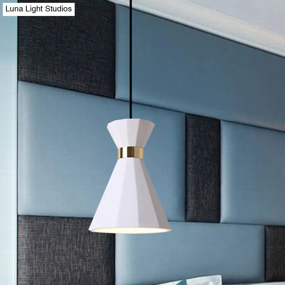 Conical Nordic Style Bedside Pendant Light - 1 Adjustable Cord Metal & Resin Construction Available