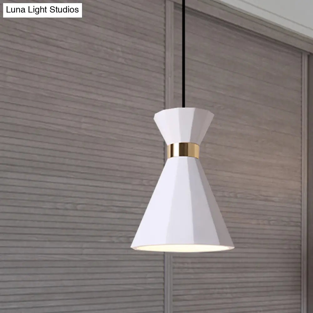 Conical Metal And Resin Nordic Suspension Lamp - 1 Light Bedside Pendant With Adjustable Cord In