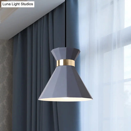 Conical Metal And Resin Nordic Suspension Lamp - 1 Light Bedside Pendant With Adjustable Cord In