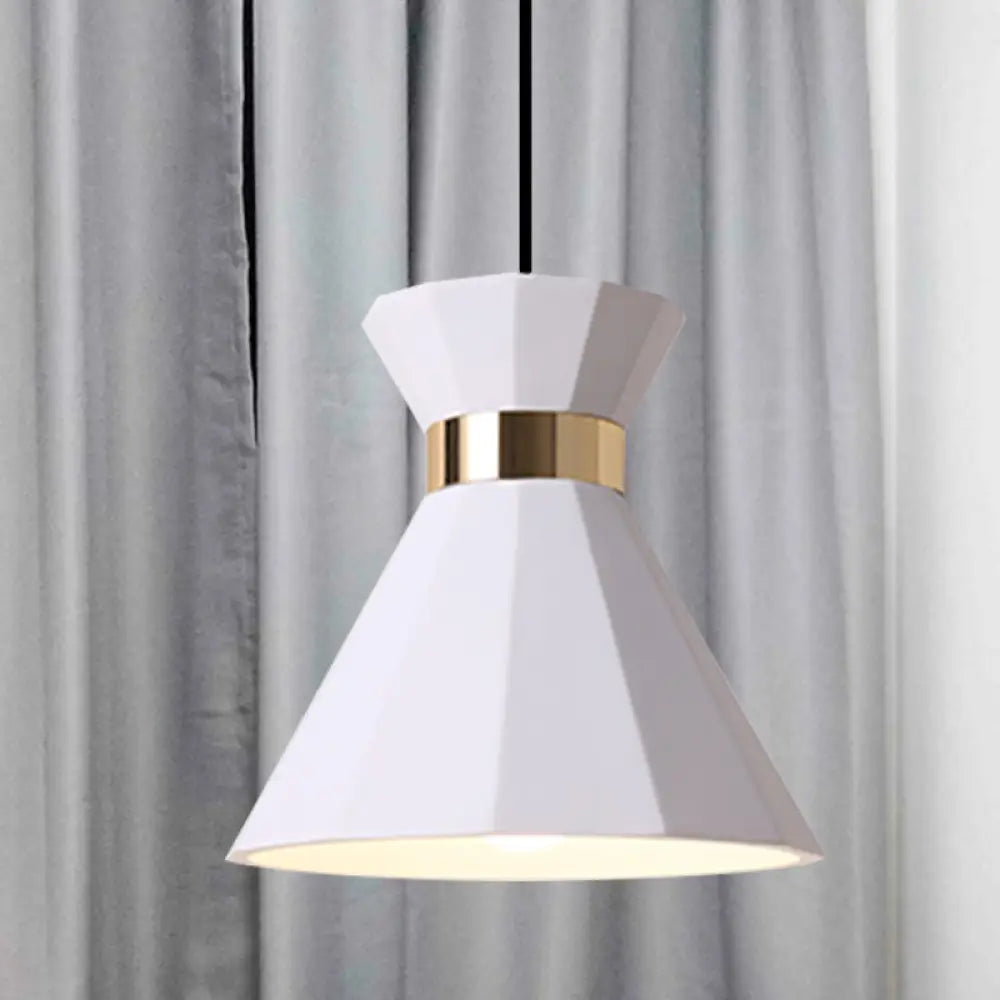 Conical Nordic Style Bedside Pendant Light - 1 Adjustable Cord Metal & Resin Construction Available