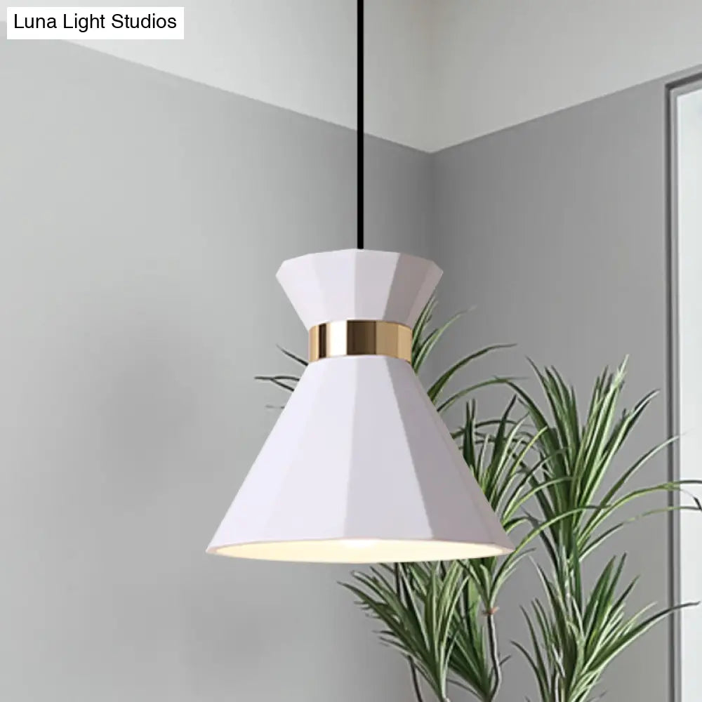 Conical Nordic Style Bedside Pendant Light - 1 Adjustable Cord Metal & Resin Construction Available