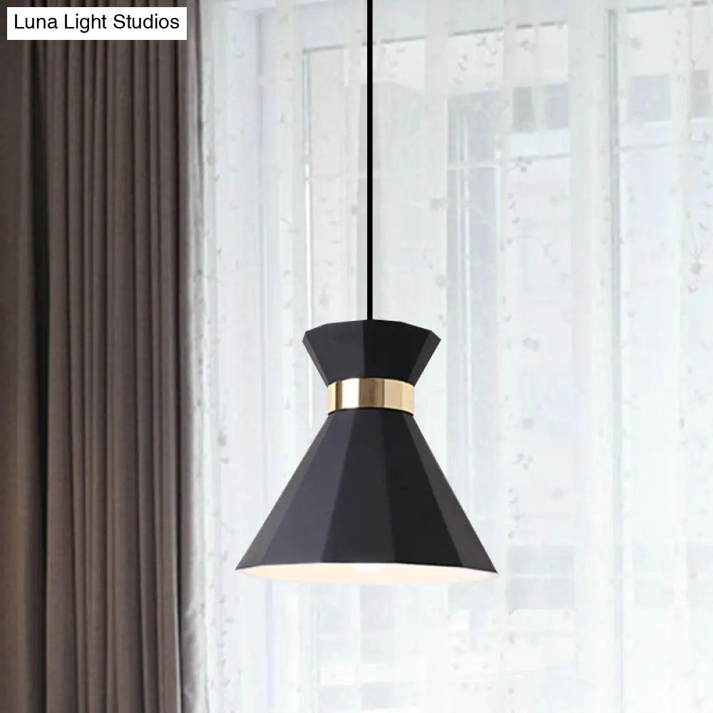 Conical Nordic Style Bedside Pendant Light - 1 Adjustable Cord Metal & Resin Construction Available