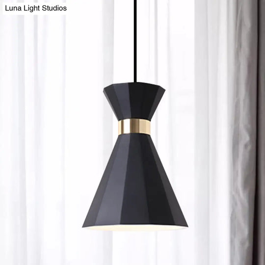 Conical Metal And Resin Nordic Suspension Lamp - 1 Light Bedside Pendant With Adjustable Cord In