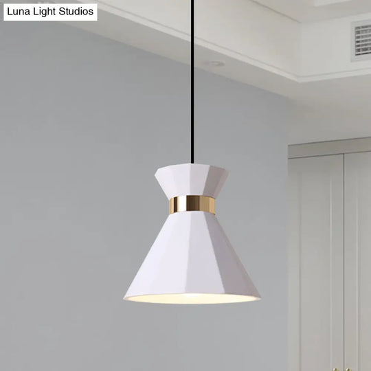 Conical Nordic Style Bedside Pendant Light - 1 Adjustable Cord Metal & Resin Construction Available