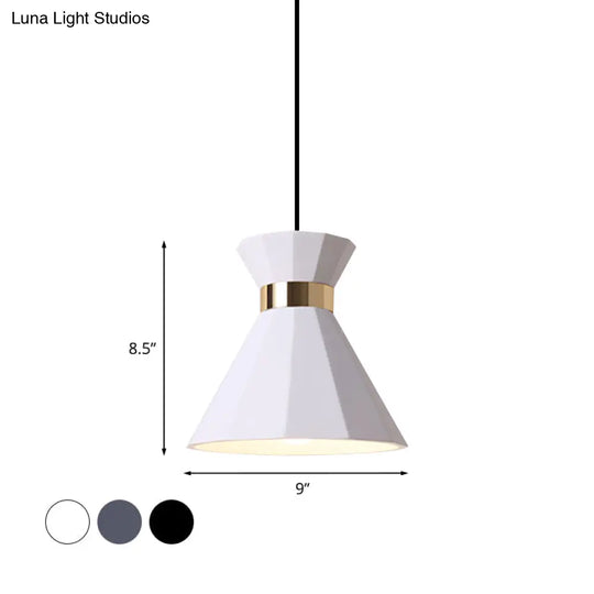 Conical Nordic Style Bedside Pendant Light - 1 Adjustable Cord Metal & Resin Construction Available