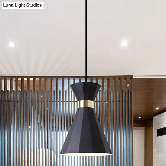 Conical Metal And Resin Nordic Suspension Lamp - 1 Light Bedside Pendant With Adjustable Cord In