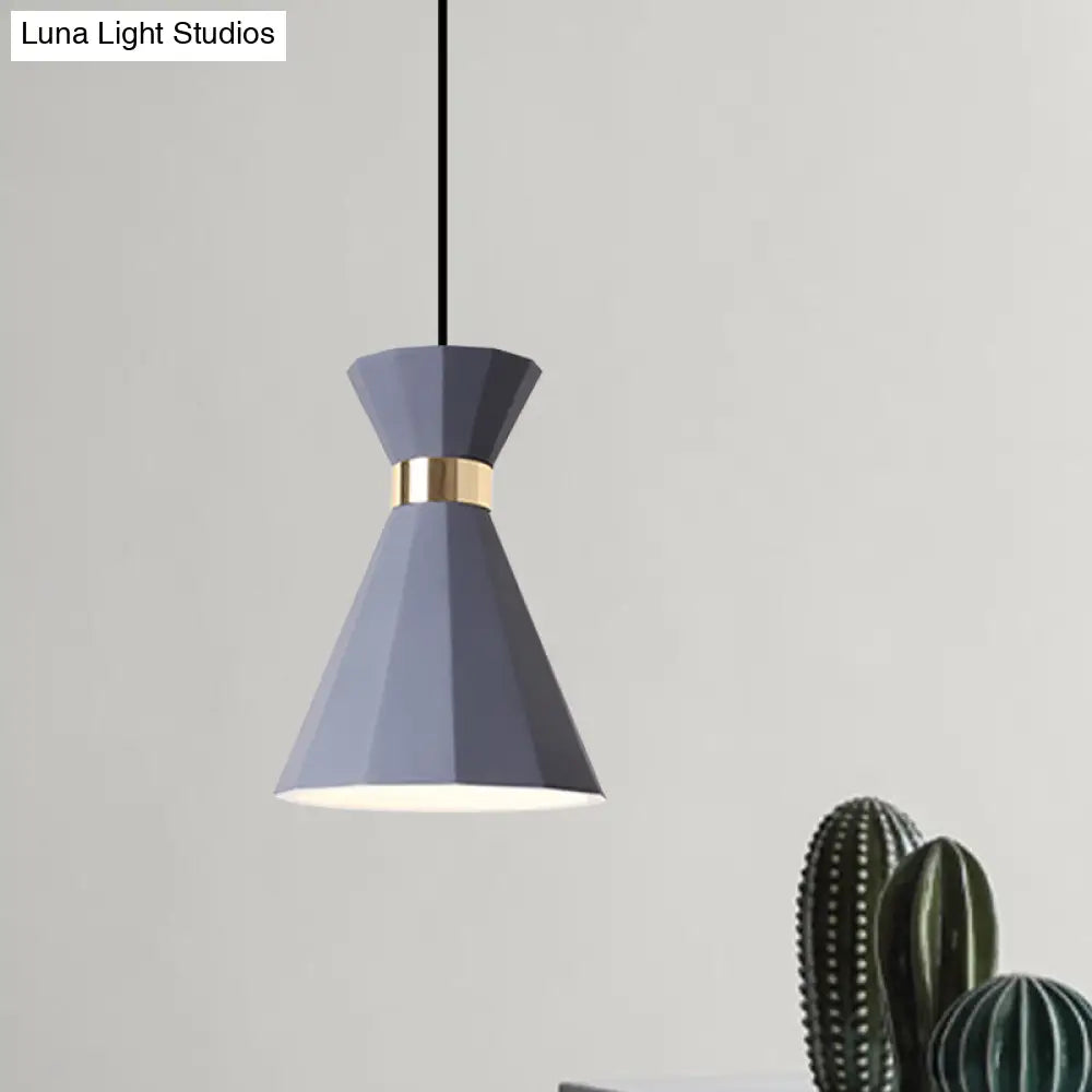 Conical Metal And Resin Nordic Suspension Lamp - 1 Light Bedside Pendant With Adjustable Cord In