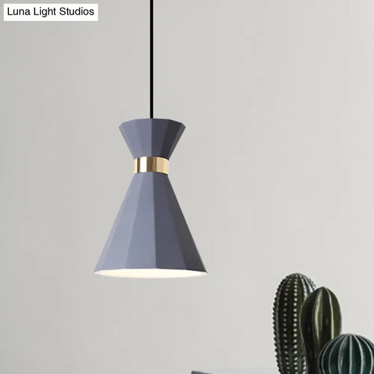 Conical Metal And Resin Nordic Suspension Lamp - 1 Light Bedside Pendant With Adjustable Cord In