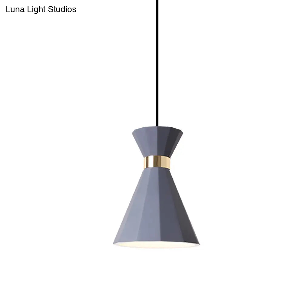 Conical Nordic Style Bedside Pendant Light - 1 Adjustable Cord Metal & Resin Construction Available