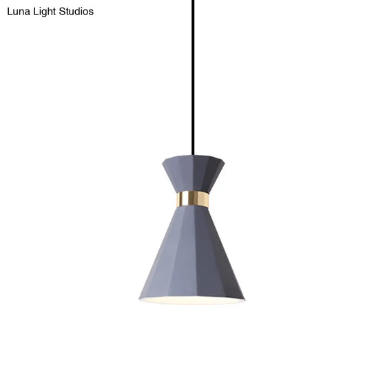 Conical Nordic Style Bedside Pendant Light - 1 Adjustable Cord Metal & Resin Construction Available