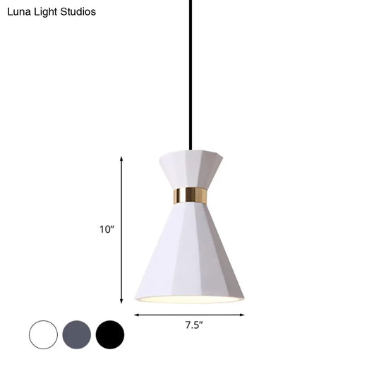 Conical Nordic Style Bedside Pendant Light - 1 Adjustable Cord Metal & Resin Construction Available