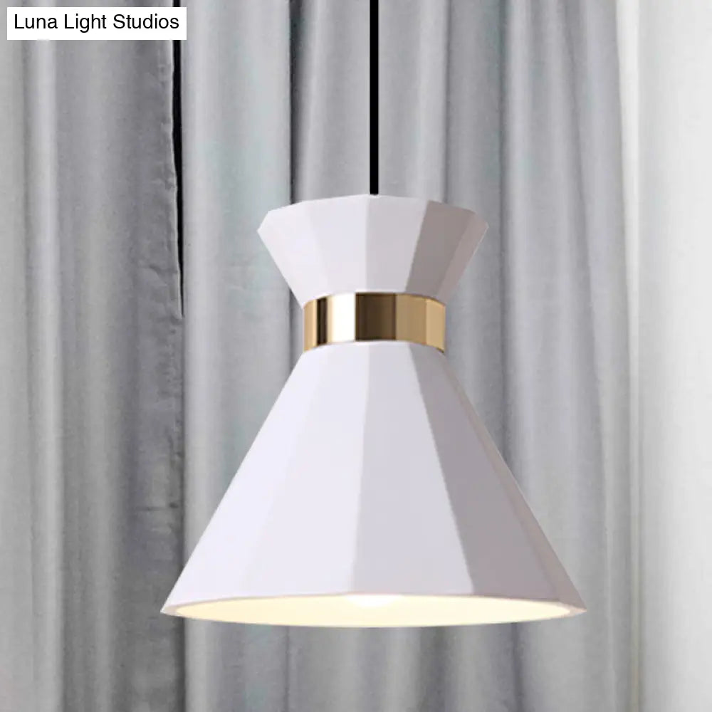 Conical Metal And Resin Nordic Suspension Lamp - 1 Light Bedside Pendant With Adjustable Cord In