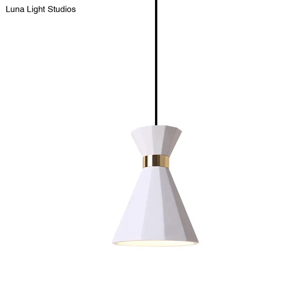 Conical Metal And Resin Nordic Suspension Lamp - 1 Light Bedside Pendant With Adjustable Cord In